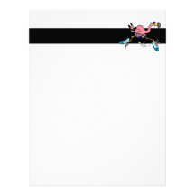silly cute jogging running flamingo letterhead template