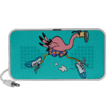 silly cute jogging running flamingo mp3 speakers