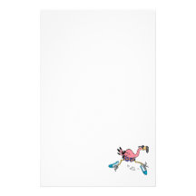silly cute jogging running flamingo customized stationery