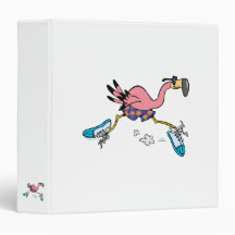 silly cute jogging running flamingo vinyl binders