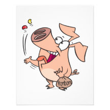 silly cute piggy pig cartoon eating junk food invitation