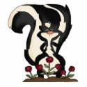 silly cute skunk and red roses photo sculptures