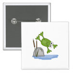 silly diving frog pinback button