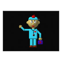 Silly Doctor with Apple on his head & Medical Bag Custom Invite