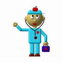 Silly Doctor with Apple on his head & Medical Bag