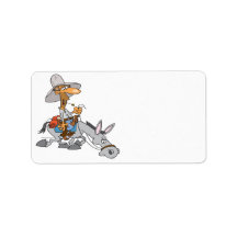 silly donkey rider cartoon custom address label