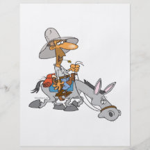 silly donkey rider cartoon flyer design