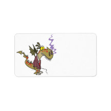 silly dragon boss cartoon character personalized address labels