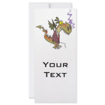 silly dragon boss cartoon character rack card design