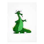 Silly Dragon Green Personalized Announcements