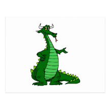 Silly Dragon Green Post Cards