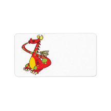 silly dragon with tail in mouth personalized address labels
