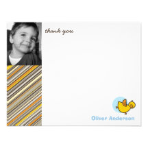 Silly Duckies Blue Kids Birthday Thank You Card Custom Announcements
