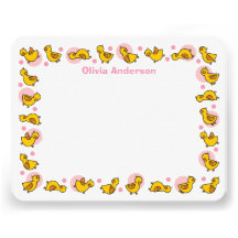 Silly Duckies Pink Baby Shower Thank You Card Personalized Announcements