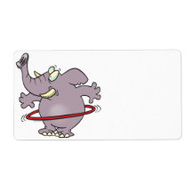silly elephant hula hooping cartoon custom shipping labels