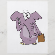silly elephant on a cellphone cartoon full color flyer