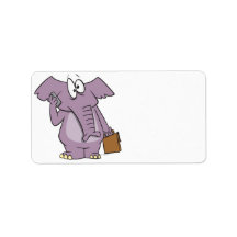 silly elephant on a cellphone cartoon custom address label