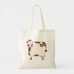 silly fat brown and white cow cartoon bags