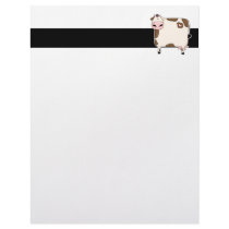 silly fat brown and white cow cartoon customized letterhead