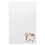 silly fat brown and white cow cartoon stationery paper