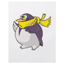 silly fat penguin wearing scarf full color flyer