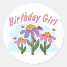 Silly Flowers Birthday Girl Sticker
