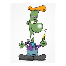 silly frankenstein halloween cartoon character custom invitation