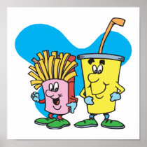 silly french fries and soft drink guys poster