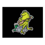 silly frog playing guitar postcard