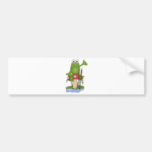 silly frog sitting on mushroom bumper stickers