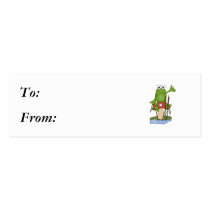 silly frog sitting on mushroom business card