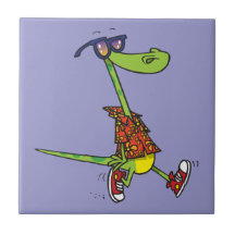 silly funny beach lizard cartoon animal ceramic tiles