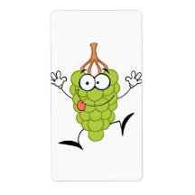 silly funny cute green grapes cartoon character personalised shipping label