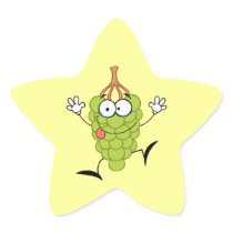 silly funny cute green grapes cartoon character star stickers