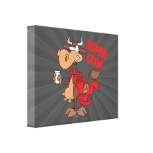 silly funny super cow cartoon character gallery wrap canvas