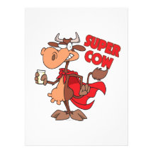 silly funny super cow cartoon character invite