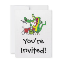 silly gator alligator drummer drumming cartoon custom announcements