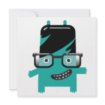 silly geek monster friend big glasses custom invites