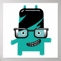 silly geek monster friend big glasses print
