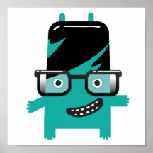 silly geek monster friend big glasses print