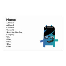 silly geek monster friend business cards