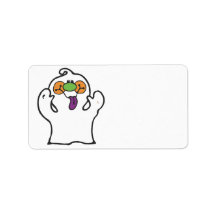 silly ghost sticking out tongue personalized address labels