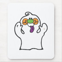 silly ghost sticking out tongue mouse mats