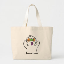 silly ghost sticking out tongue tote bag