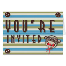 Silly Glasses Sock Monkey Party Invitation Card