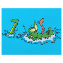 silly gliding alligator crocodile cartoon flyer design
