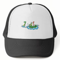 silly gliding alligator crocodile cartoon trucker hat