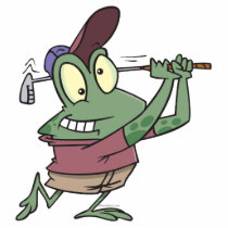 silly golfing golfer frog cartoon cut out