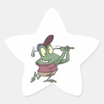 silly golfing golfer frog cartoon sticker