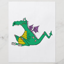 silly goofy cartoon green dragon flyer